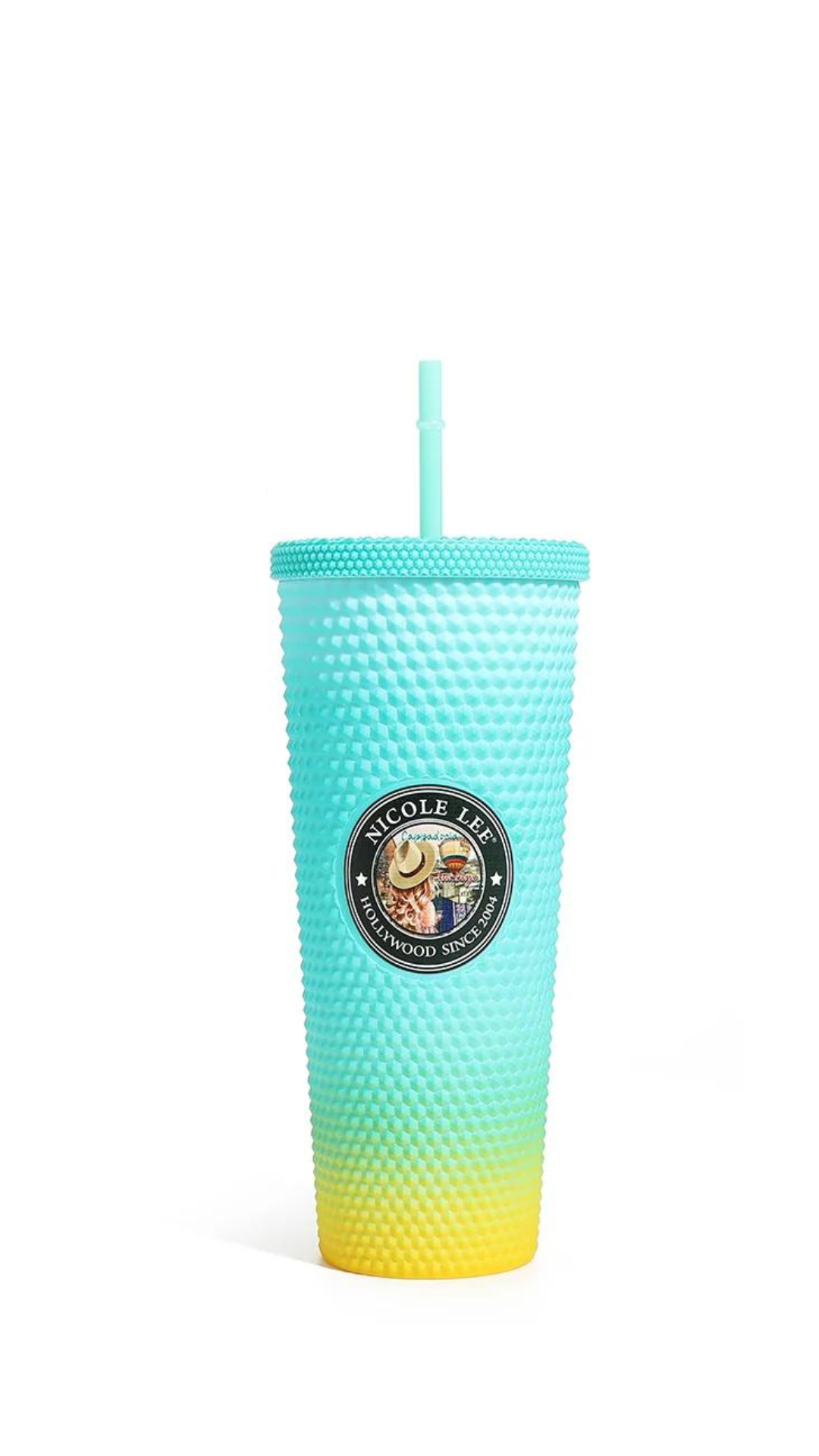 24 OZ STUDDED TUMBLER WITH STRAW